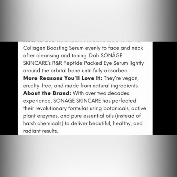 SONAGE DOUBLE PACK . collagen, boosting, serum and R&R peptide packed eye serum. - Picture 7 of 7